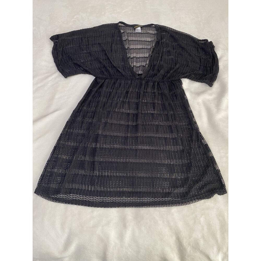 Jordan Taylor Black Swimsuit Cover-Up, Pullover, Black Sheer Tunic, Size XL